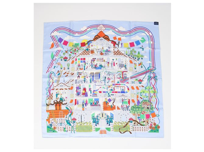 Sciarpa Hermès La Maison des Carrés 90 cm in seta multicolore - vista 11
