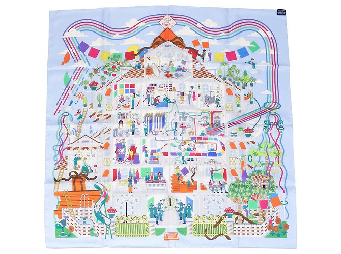 Sciarpa Hermès La Maison des Carrés 90 cm in seta multicolore - vista 2
