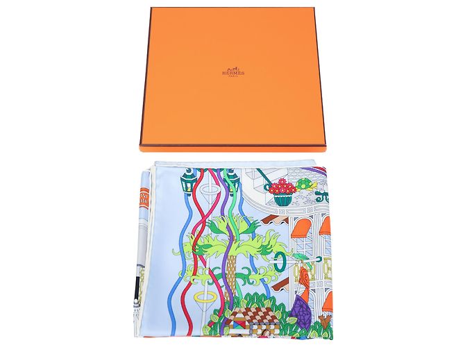 Sciarpa Hermès La Maison des Carrés 90 cm in seta multicolore - vista 7