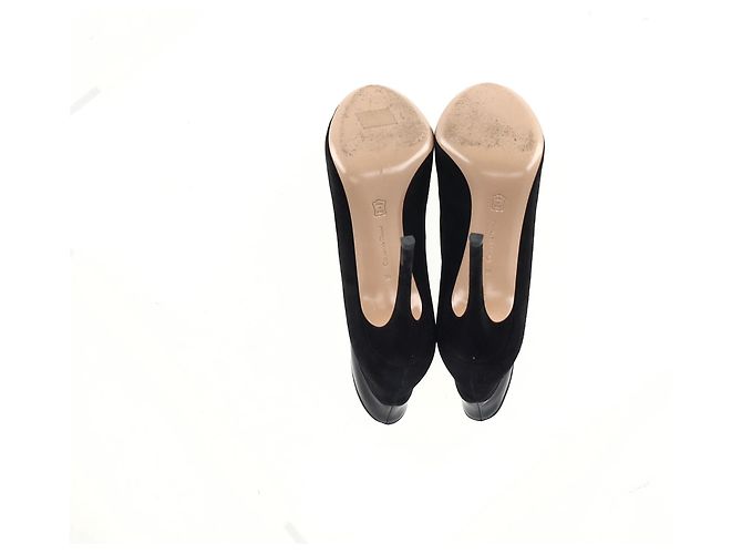 Stivaletti Vamp Peep-Toe in suede e pelle nera di Gianvito Rossi Nero - vista 12