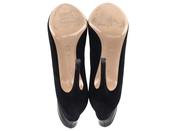 Stivaletti Vamp Peep-Toe in suede e pelle nera di Gianvito Rossi Nero - vista 6