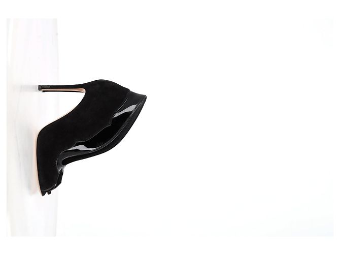Stivaletti Vamp Peep-Toe in suede e pelle nera di Gianvito Rossi Nero - vista 7
