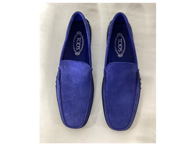 Mocassini Slip-On Tod's in Suede Blu - vista 12