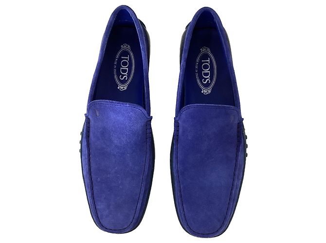 Mocassini Slip-On Tod's in Suede Blu - vista 5