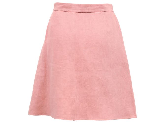 Falda Mini A-Line Valentino Garavani en lino rosa Castaño - vista 3