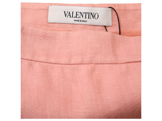 Falda Mini A-Line Valentino Garavani en lino rosa Castaño - vista 4