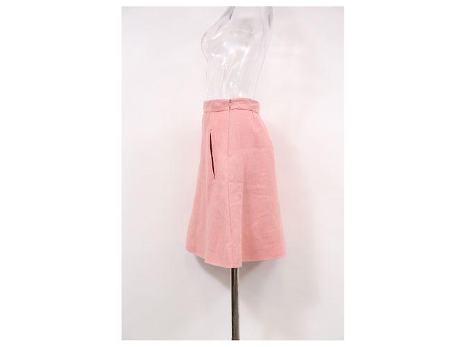 Falda Mini A-Line Valentino Garavani en lino rosa Castaño - vista 6
