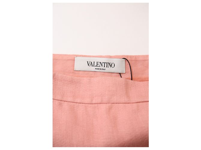Falda Mini A-Line Valentino Garavani en lino rosa Castaño - vista 8