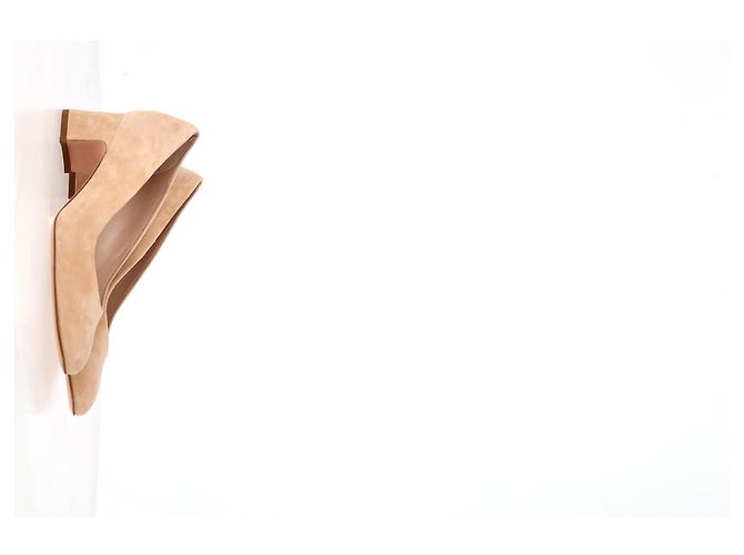 Stuart Weitzman Mary Ann 60 Pumps in Beige Suede - view 10