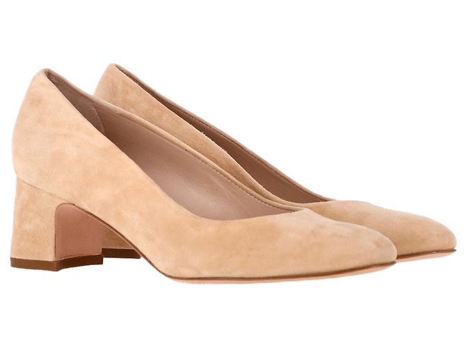 Stuart Weitzman Mary Ann 60 Pumps in Beige Suede - view 4