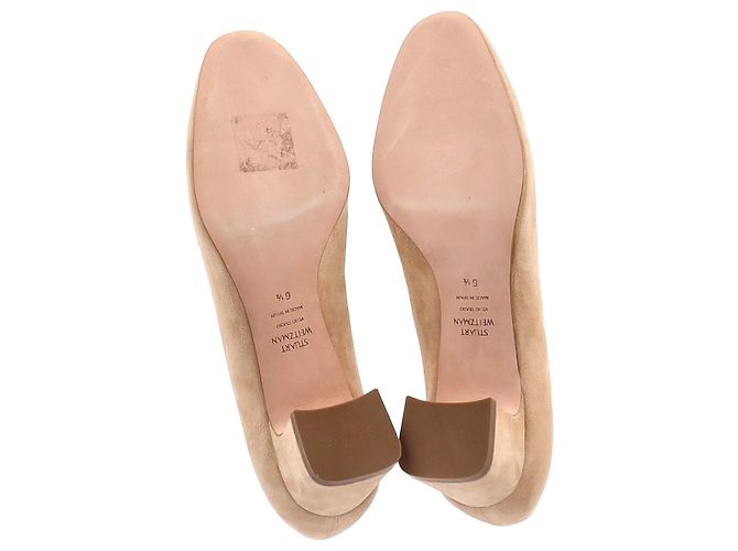 Stuart Weitzman Mary Ann 60 Pumps in Beige Suede - view 6