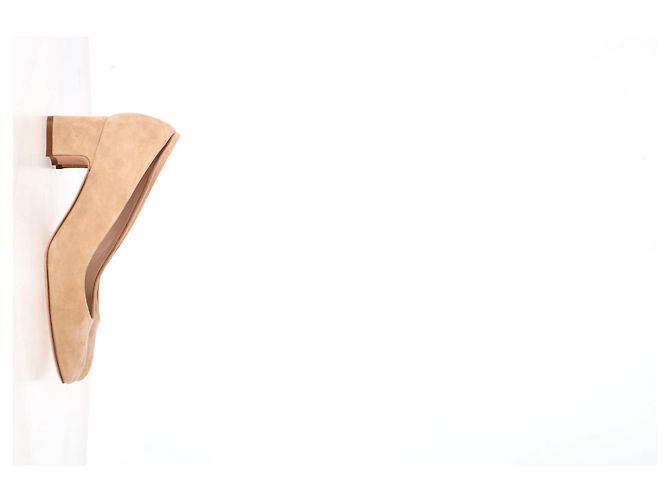 Stuart Weitzman Mary Ann 60 Pumps in Beige Suede - view 7