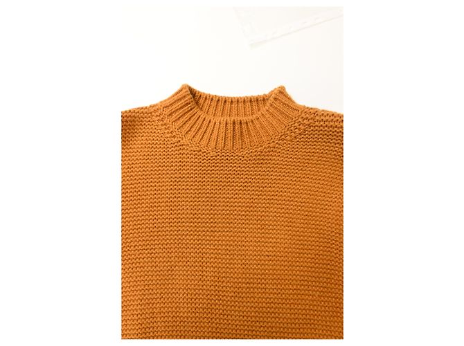 Hermès Strickpullover mit Stehkragen aus brauner Wolle Rot - Ansicht 10