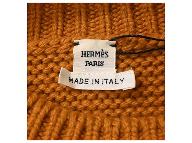Hermès Strickpullover mit Stehkragen aus brauner Wolle Rot - Ansicht 4