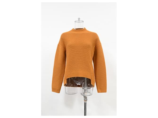 Hermès Strickpullover mit Stehkragen aus brauner Wolle Rot - Ansicht 6