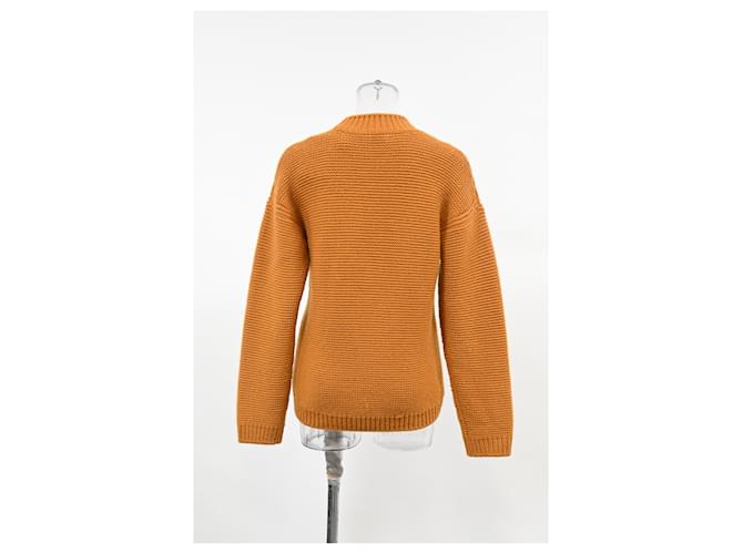 Hermès Strickpullover mit Stehkragen aus brauner Wolle Rot - Ansicht 8