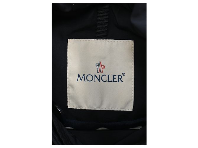 Abrigo de lluvia de doble botonadura Moncler en poliamida azul marino - vista 10