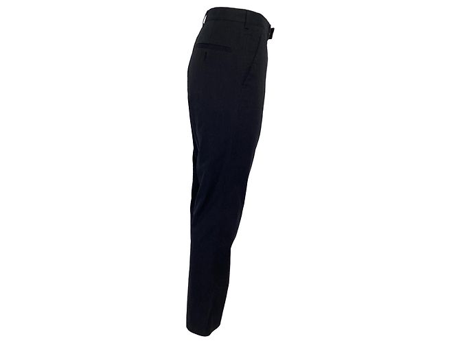 Prada Pinstripe Straight-Leg Trousers in Navy Blue Wool - view 2