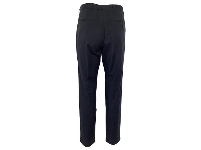 Prada Pinstripe Straight-Leg Trousers in Navy Blue Wool - view 3