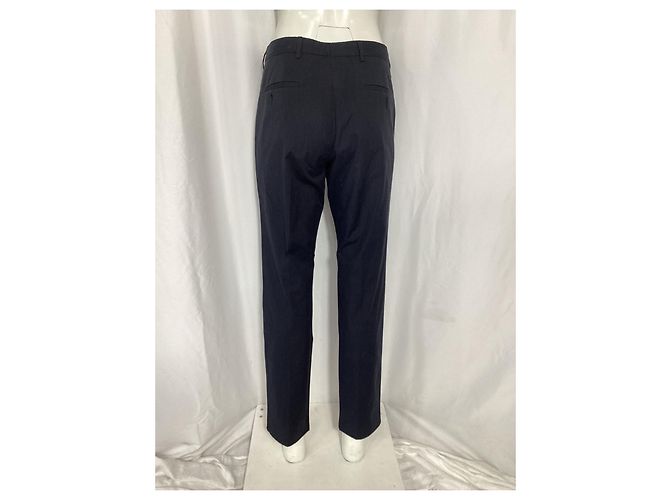 Prada Pinstripe Straight-Leg Trousers in Navy Blue Wool - view 8