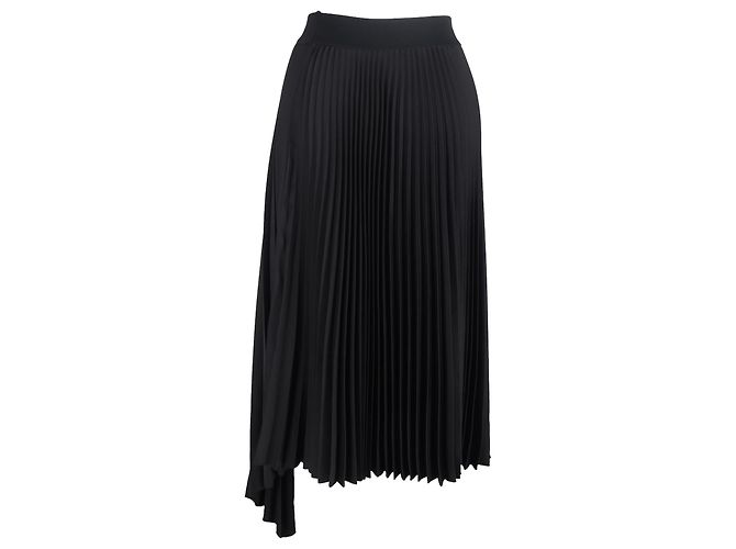 Falda midi asimétrica plisada Joseph en poliéster negro - vista 2