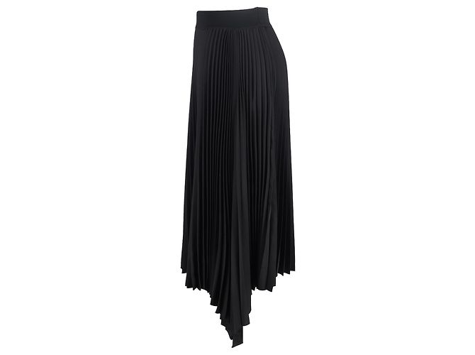 Falda midi asimétrica plisada Joseph en poliéster negro - vista 3