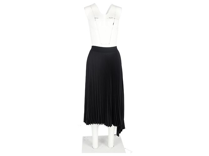 Falda midi asimétrica plisada Joseph en poliéster negro - vista 4