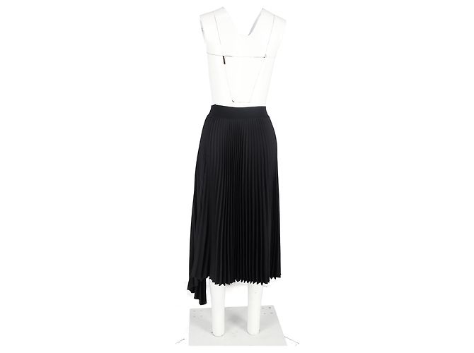 Falda midi asimétrica plisada Joseph en poliéster negro - vista 5
