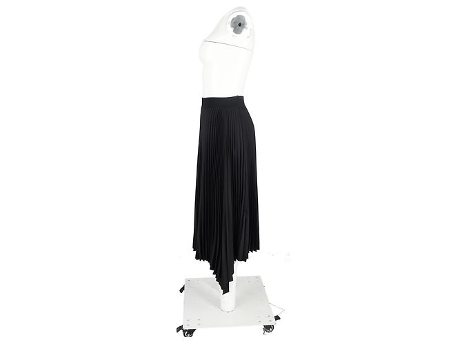 Falda midi asimétrica plisada Joseph en poliéster negro - vista 6