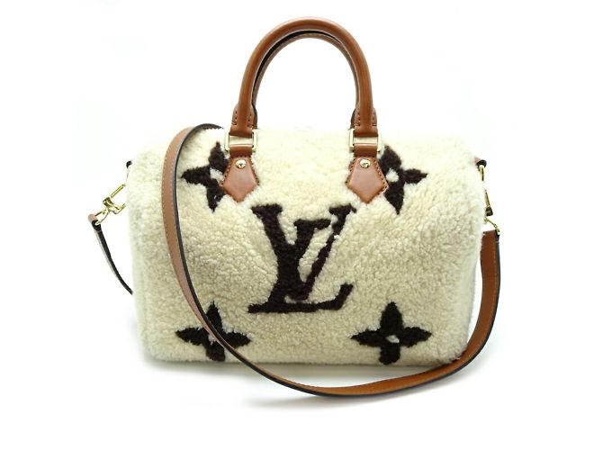 Borsa Louis Vuitton Speedy Bandoulière 25 Marrone Bianco - vista 2