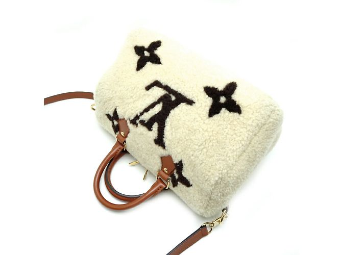 Borsa Louis Vuitton Speedy Bandoulière 25 Marrone Bianco - vista 4