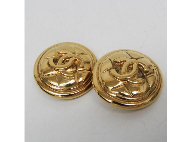 Orecchini vintage a clip COCO Mark Matelassé di Chanel D'oro - vista 9
