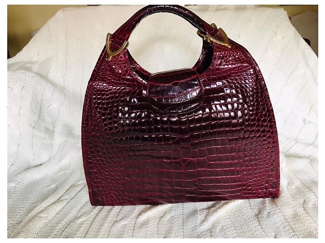 Borsa Gucci in pelle di coccodrillo rossa Rosso - vista 4