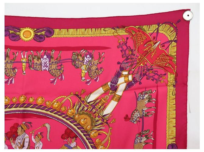 Hermès NOVE FULAR HERMES CAPARACONS DALLA FRANCIA E DALL'INDIA FULAR IN SETA 90 Fuschia - vista 3