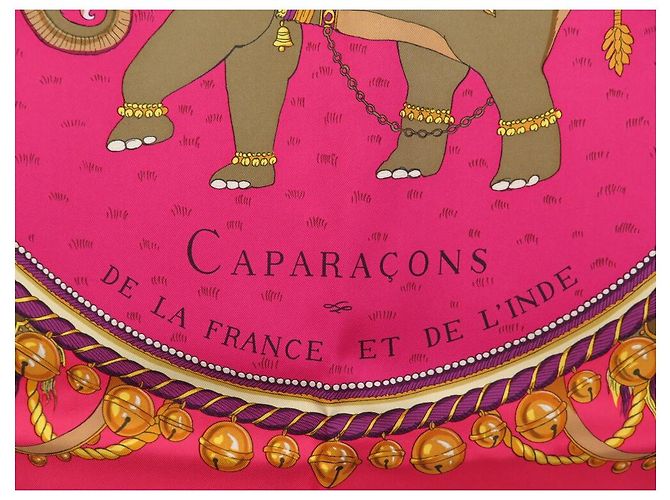 Hermès NOVE FULAR HERMES CAPARACONS DALLA FRANCIA E DALL'INDIA FULAR IN SETA 90 Fuschia - vista 6