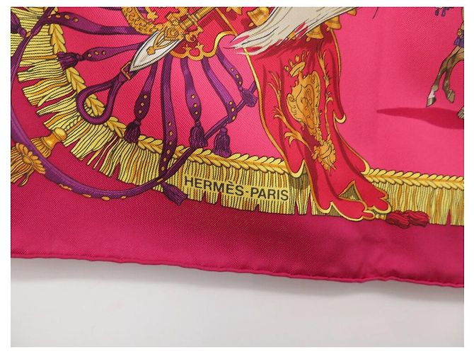 Hermès NOVE FULAR HERMES CAPARACONS DALLA FRANCIA E DALL'INDIA FULAR IN SETA 90 Fuschia - vista 7