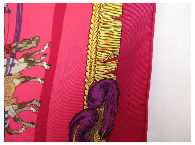 Hermès NOVE FULAR HERMES CAPARACONS DALLA FRANCIA E DALL'INDIA FULAR IN SETA 90 Fuschia - vista 9