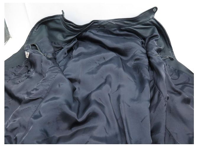 Hermès HERMES COAT JACKET BUTTONS SADDLE STUDS 54 L IN LEATHER Dark grey - view 5
