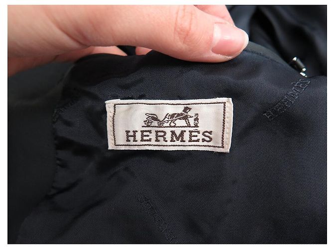 Hermès HERMES COAT JACKET BUTTONS SADDLE STUDS 54 L IN LEATHER Dark grey - view 6