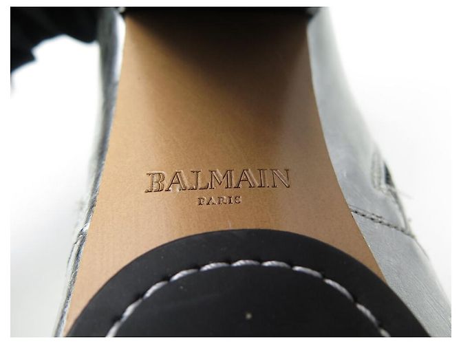 CHAUSSURES BOTTINES BALMAIN 39.5 A TALONS CUIR ARGENTE SILVER ANKLE BOOTS - vue 7