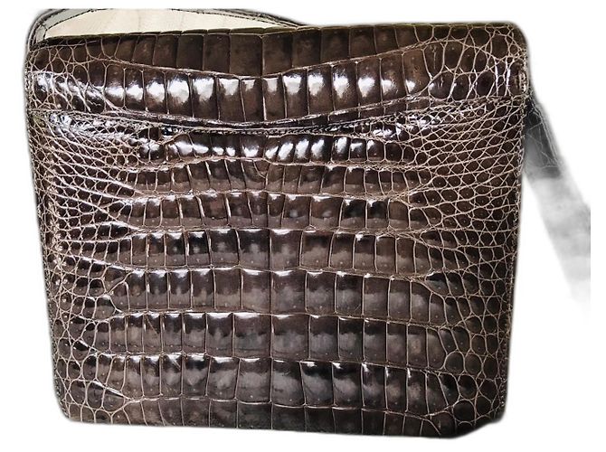Borsa Gucci in pelle di coccodrillo marrone - vista 2