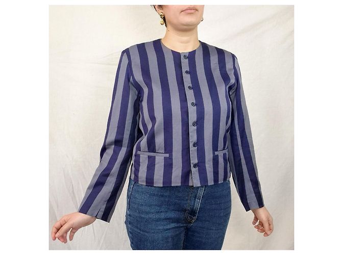 Giacca Kenzo da donna a righe blu vintage anni '80 - vista 4