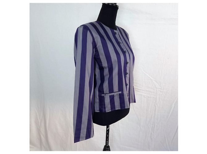 Giacca Kenzo da donna a righe blu vintage anni '80 - vista 7