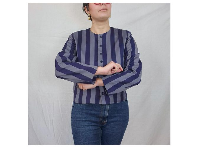 Giacca Kenzo da donna a righe blu vintage anni '80 - vista 8