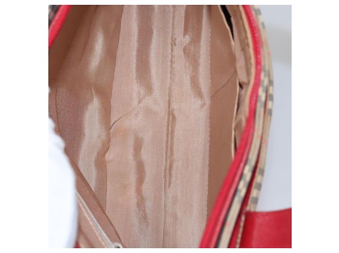 BURBERRY Nova Check Handtasche aus Canvas Beige Rot Auth 113293 - Ansicht 12