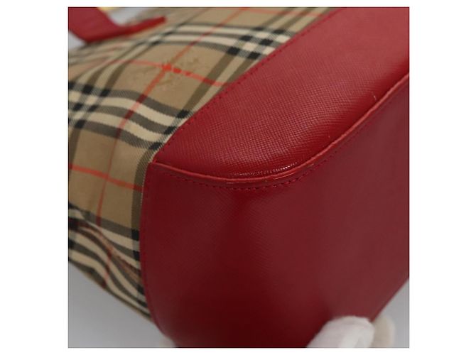 BURBERRY Nova Check Handtasche aus Canvas Beige Rot Auth 113293 - Ansicht 15