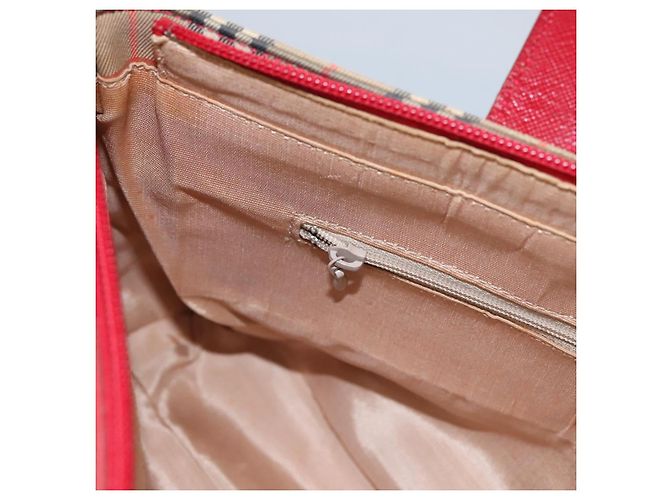 BURBERRY Nova Check Handtasche aus Canvas Beige Rot Auth 113293 - Ansicht 21