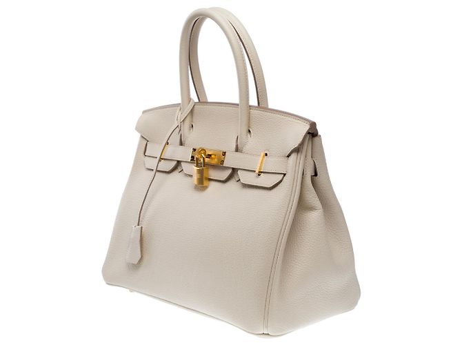 Hermès Sac HERMES Birkin 30 en Cuir Beige - 102513 - vue 5