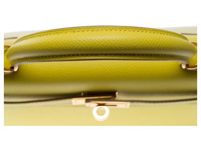 Hermès Sac HERMES Kelly 25 en Cuir Jaune - 102503 - vue 10