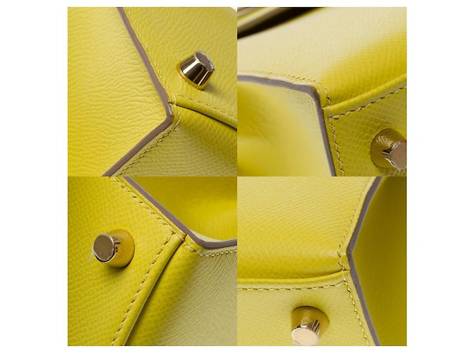 Hermès Sac HERMES Kelly 25 en Cuir Jaune - 102503 - vue 12